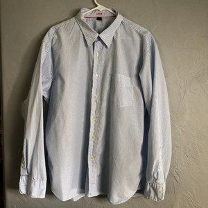 J Crew Men’s long sleeve shirt - Classic blue & white pinstripes - Size XL